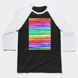 Ever So Bright Rainbow Stripes Baseball T-Shirt